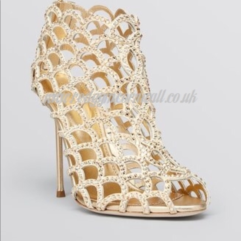 Sergio Rossi gold open toe sandal